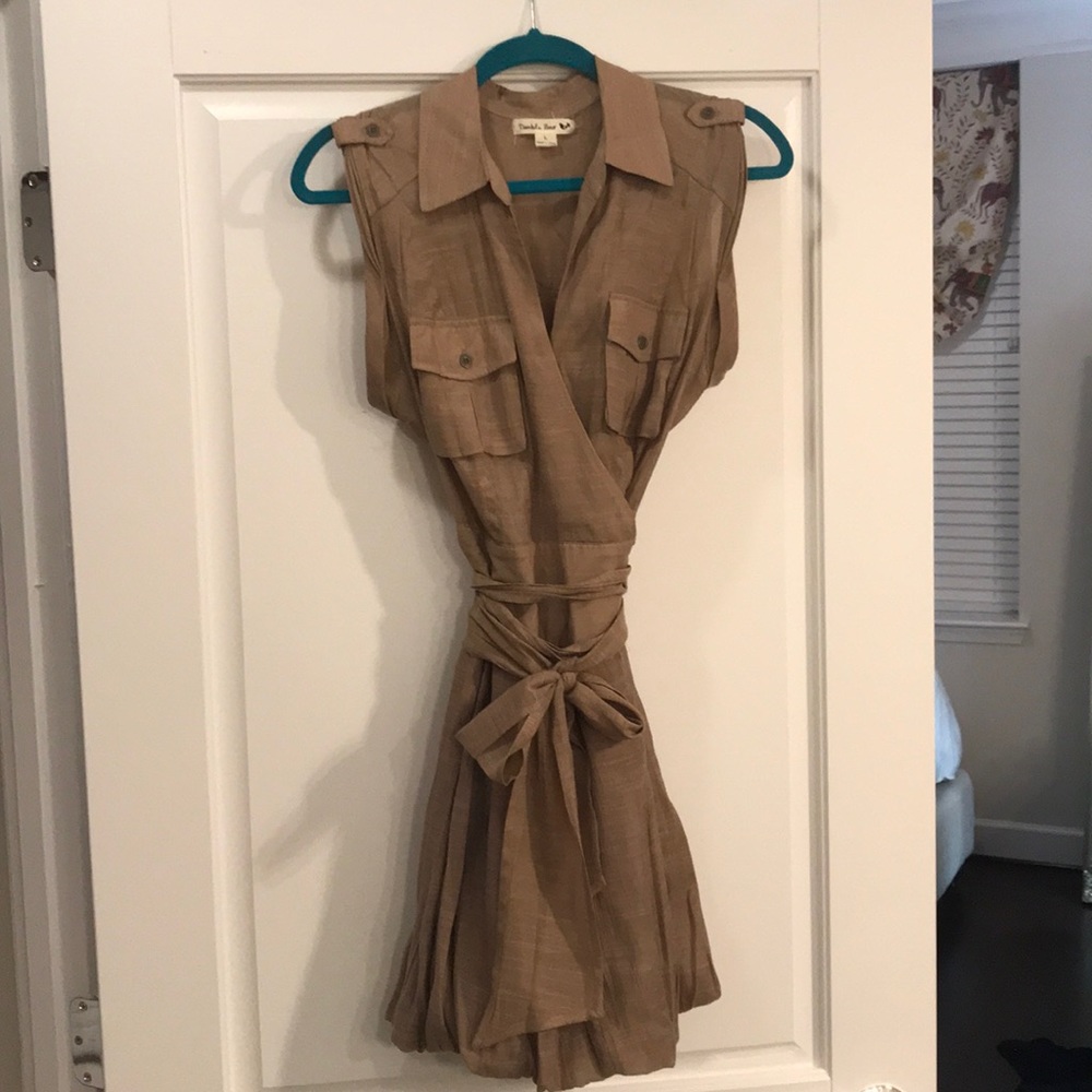 Tan work wrap dress